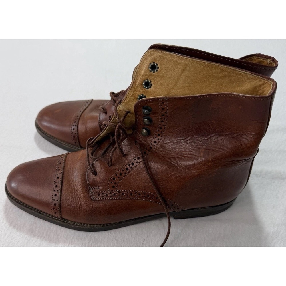 Cole Haan Womens Leather Sz 8 Lace Up Boots Boho  Italian Designer Brown